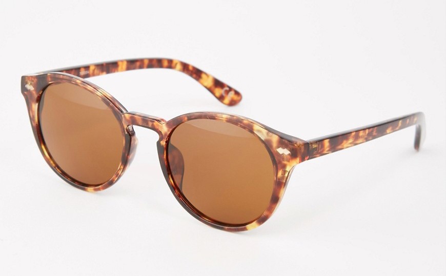 ASOS Round Sunglasses In Tort And Brown Lens