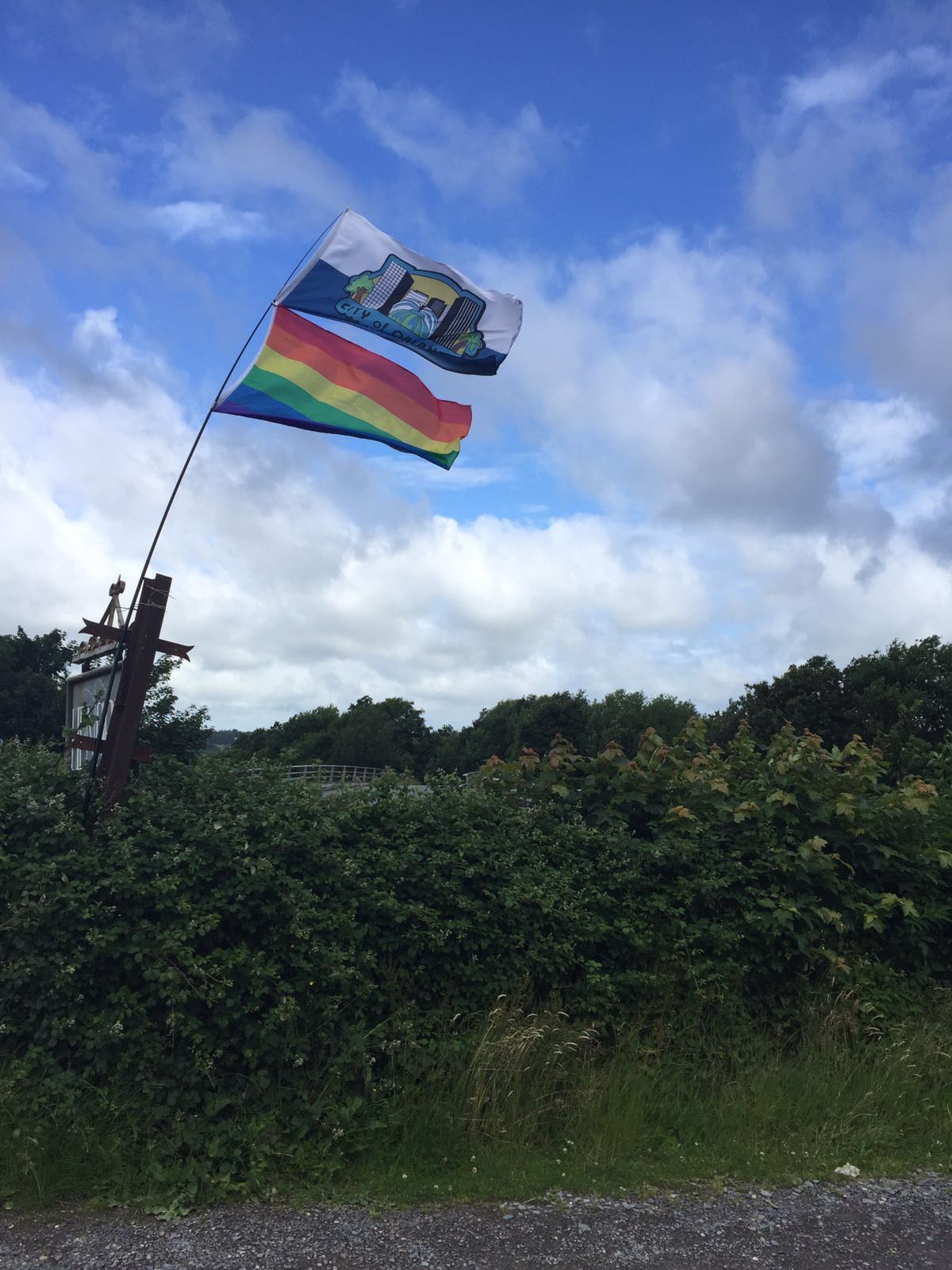 North Wales Pride flies Orlando Flag
