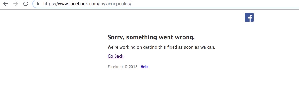 Has Facebook deleted Milo Yiannopoulos?