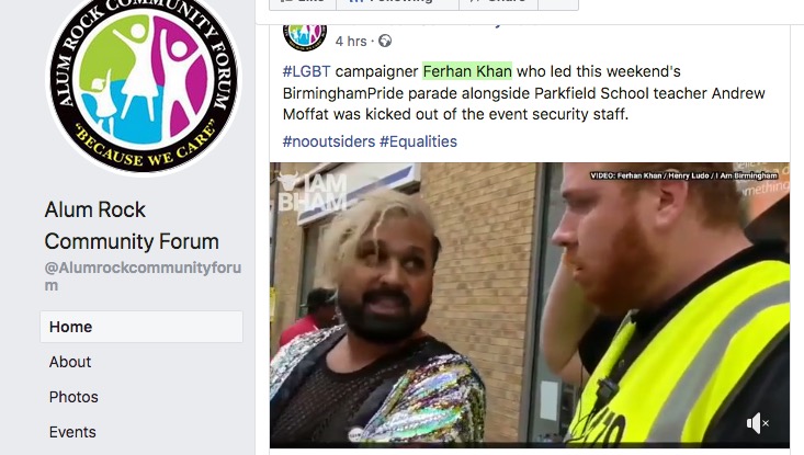 Community which filmed the anti-LGBT “No Outsiders” protests has rife homophobia on its Facebook page