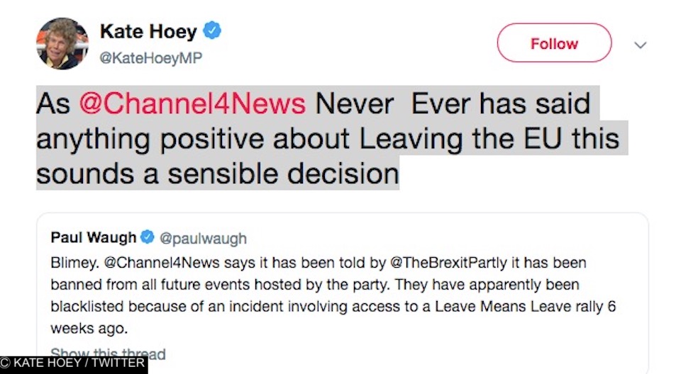 MP Kate Hoey blasted over “supporting the suppression of journalism”
