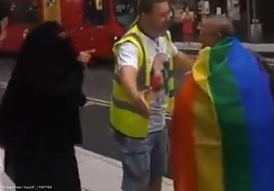 Woman in Niqab seen shouting “SHAME” at LGBT+ people at Pride event