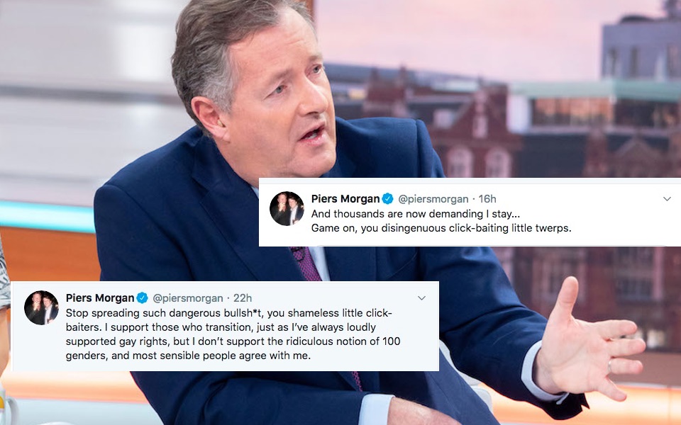 Piers Morgan calls PinkNews “disingenuous click-baiting little twerps”