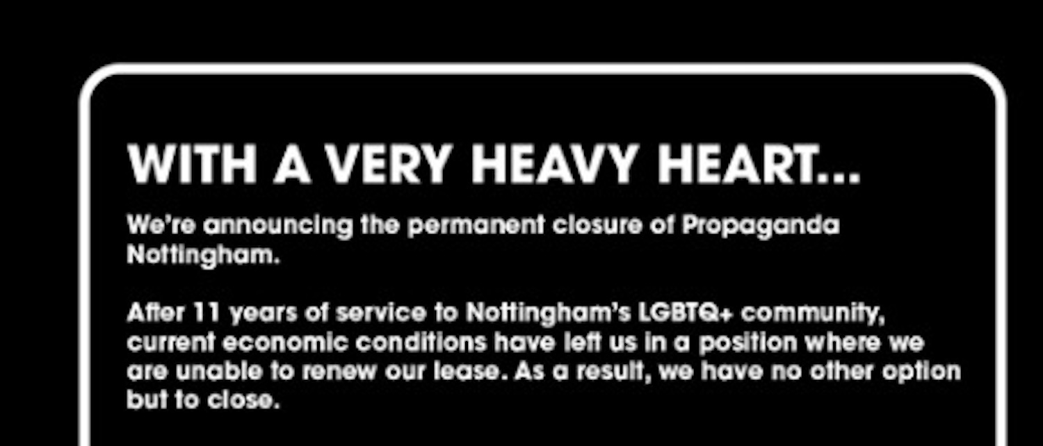 Nottingham’s only LGBT+ club just announced it’s to permanently close