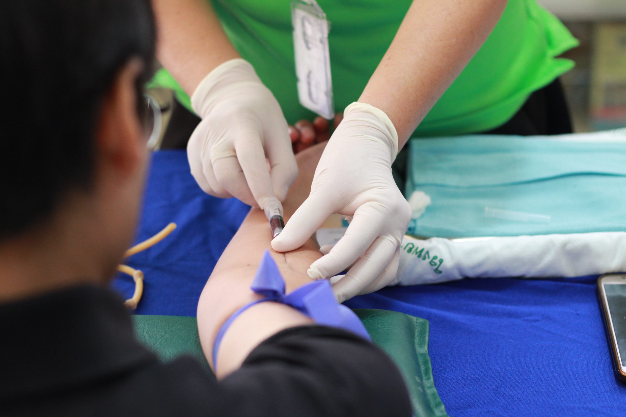 Person getting his blood check