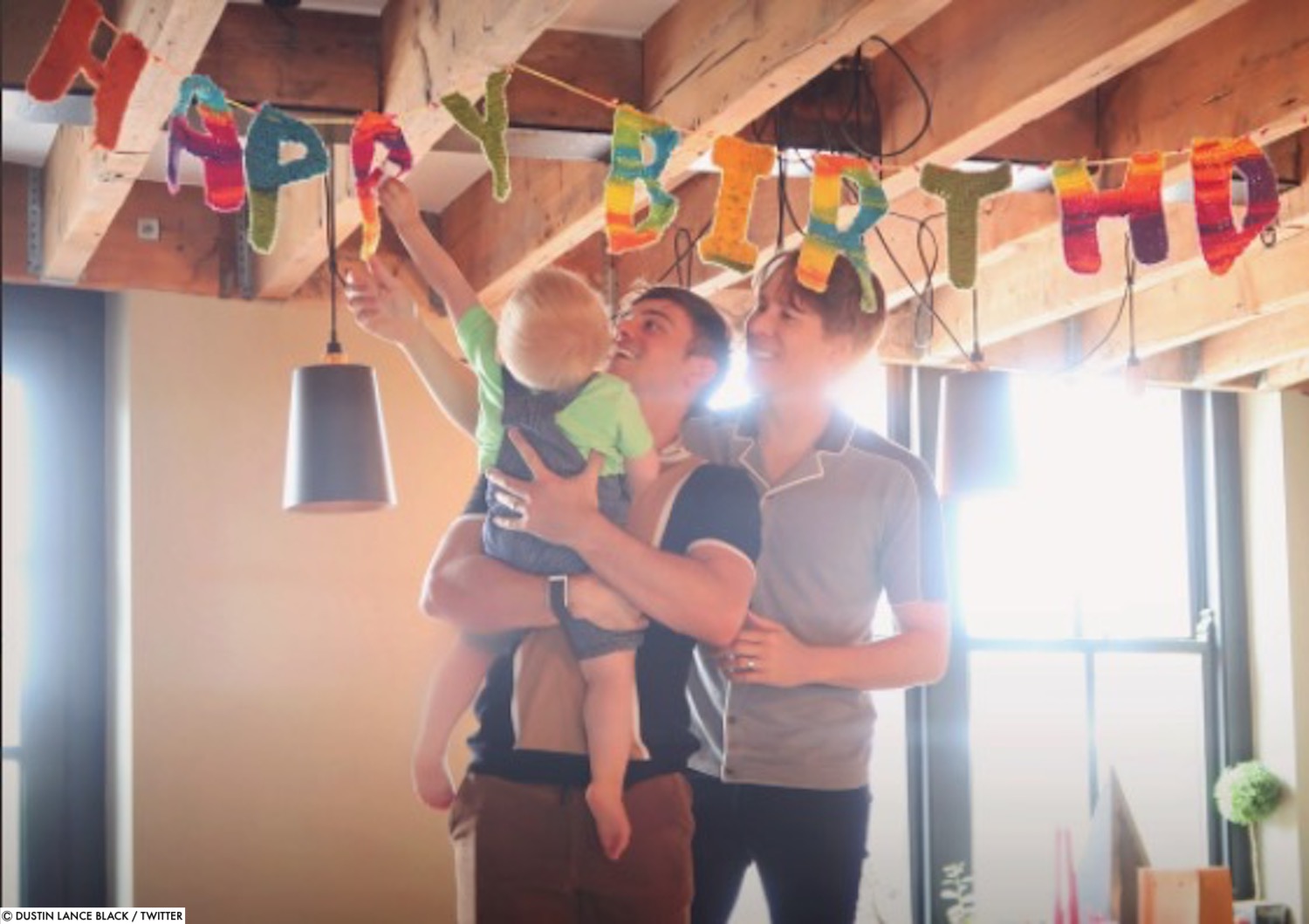 Dustin Lance Black celebrates birthday with cute husband and baby photo
