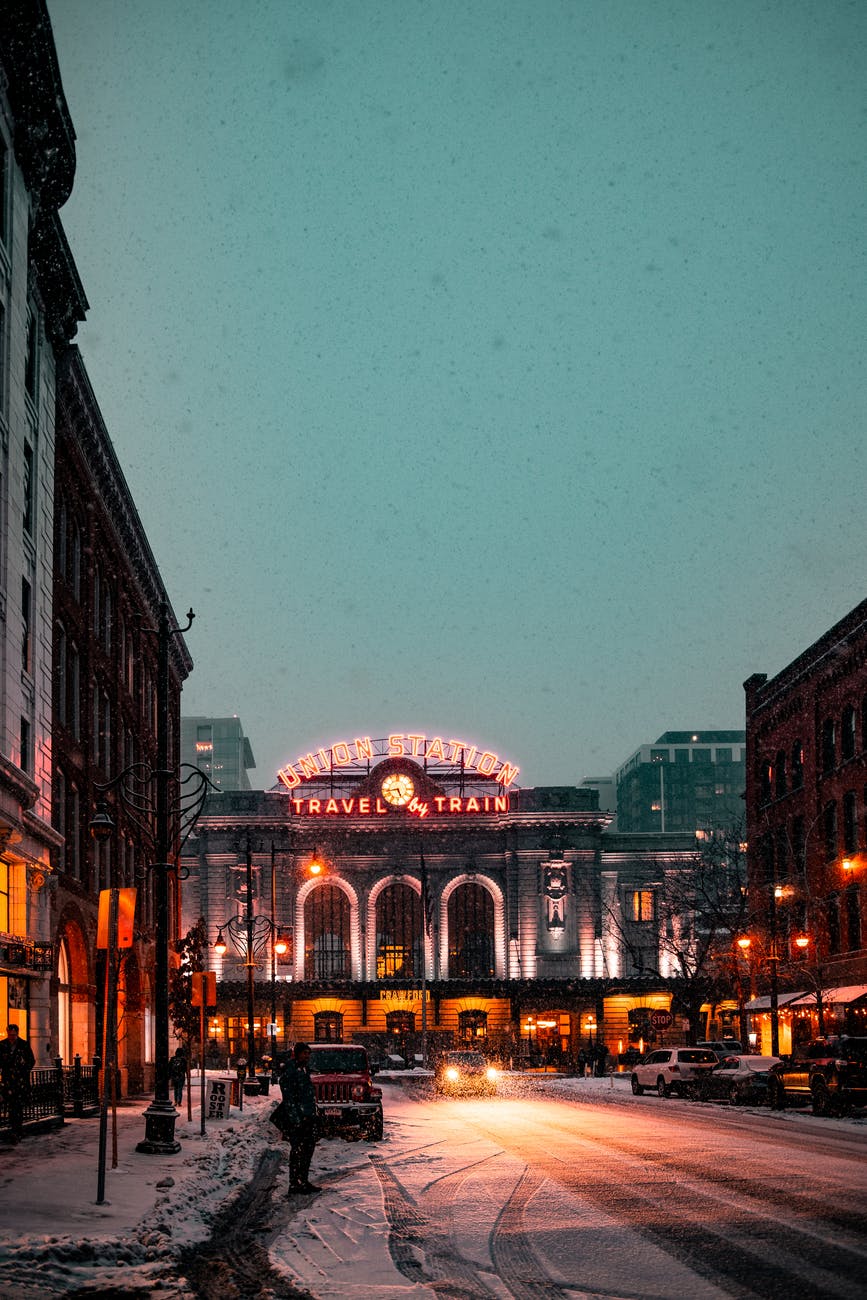 brown concrete building during night time