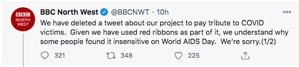 bbc apology for tree of lives and using red ribbon