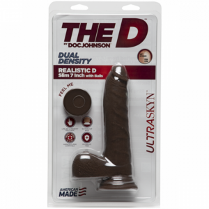 The D Realistic Slim D ULTRASKYN with Balls Chocolate 7in