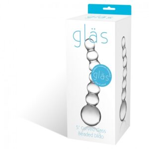 Glas Curved Glass Beaded Dildo Clear